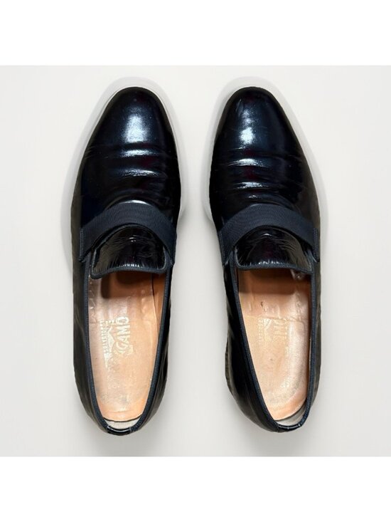 Salvatore Ferragamo Sz 10D Black Patent Leather Tuxedo Loafer Dress Shoes Italy main image 7